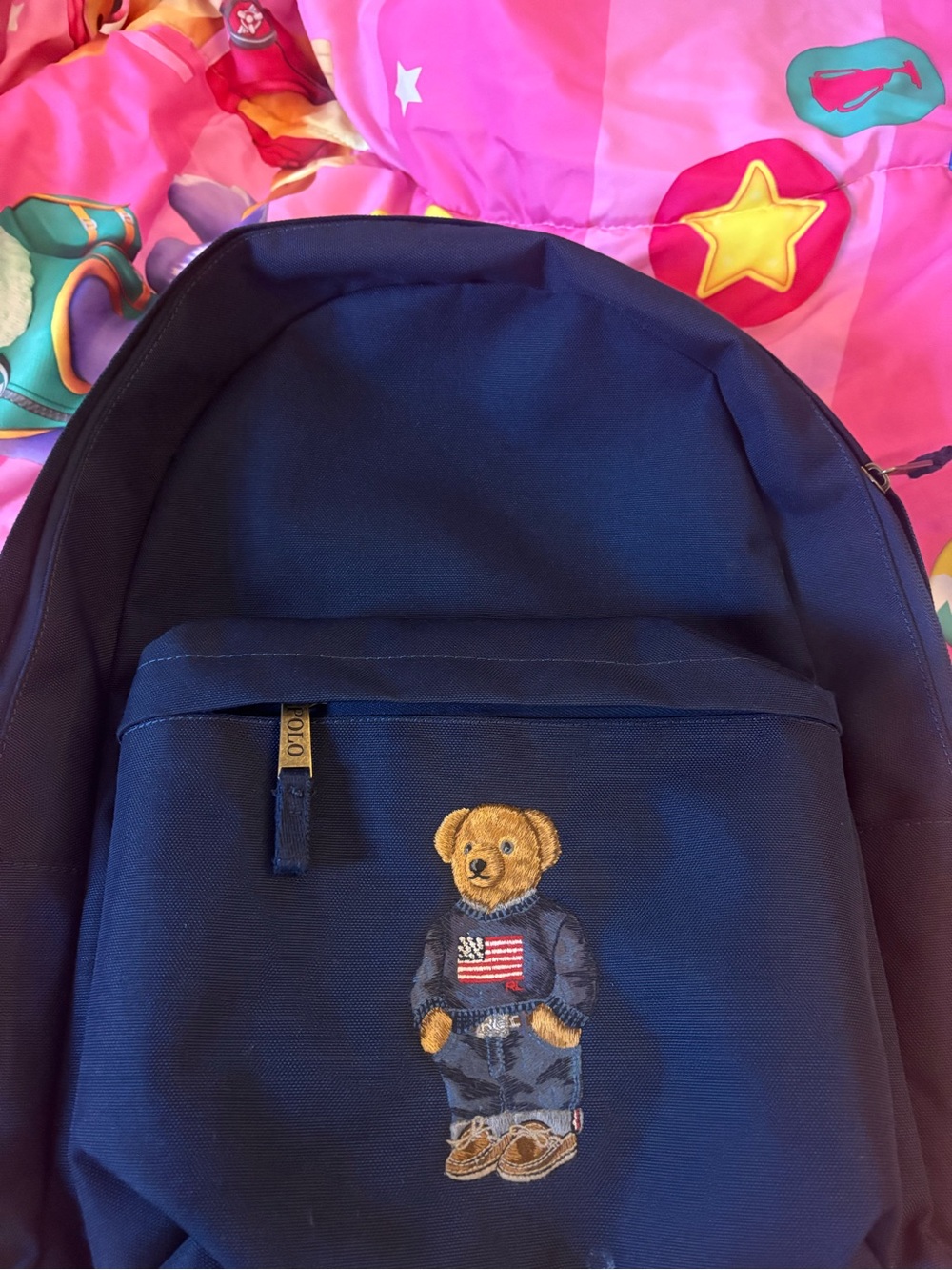 Polo by Ralph Lauren Navy Backpack with Embroidered Bear